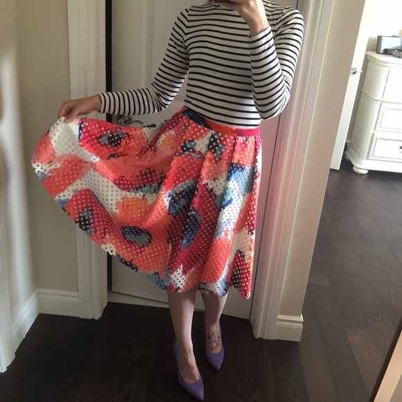 Trina Turk Poppy Perforated Skirt Floral - Picture 5 of 13